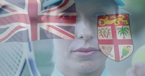 Focused Tennis Player Blending Athleticism and Patriotism