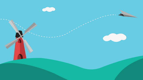 transparent sky with paper airplane and windmill illustration - Download Free Stock Videos Pikwizard.com