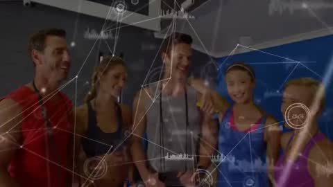 Group Fitness Jump Rope Session with Wearable Data Overlay and Team Training Energy