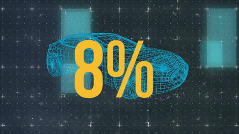 Digital Car Blueprint with Percentage Overlay for Statistics