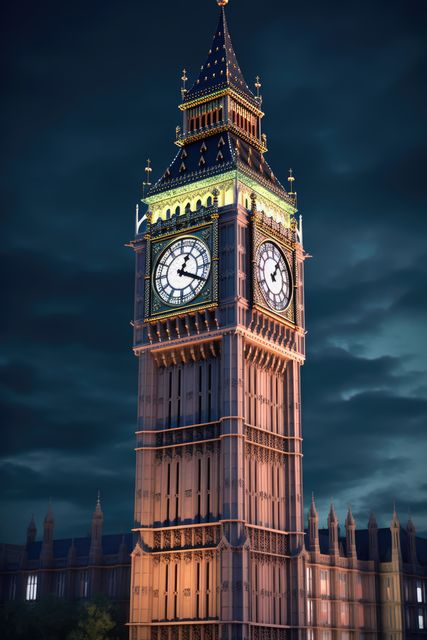 Lit big ben tower in london at night, created using generative ai technology - Download Free Stock Photos Pikwizard.com