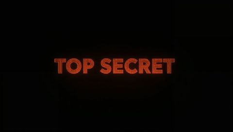 Top secret neon wireframe text on dark minimalist background for thriller and cybersecurity