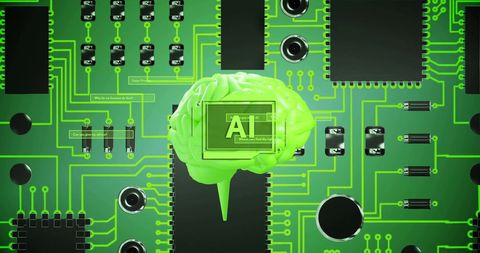 Green Circuit Board with AI Brain Guidance - Download Free Stock Images Pikwizard.com