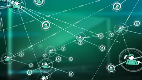 Dynamic Growing Network of Connections on Green Background