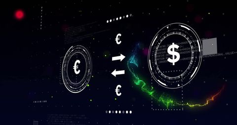 Digital Currency Exchange with Euro and Dollar Symbols on Dark Background - Download Free Stock Images Pikwizard.com