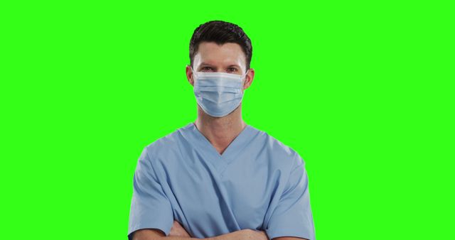 Confident Nurse Wearing Medical Mask with Green Screen Background - Download Free Stock Images Pikwizard.com