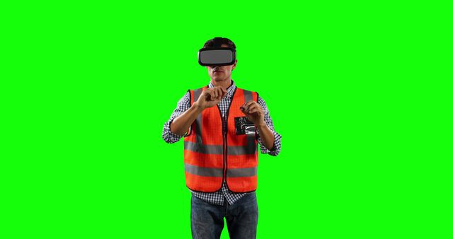 Engineer Using Virtual Reality on Green Screen Background - Download Free Stock Images Pikwizard.com