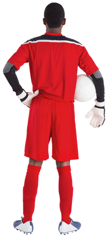 Transparent Soccer Goalkeeper in Red Holding Ball Backview - Download Free Stock Videos Pikwizard.com