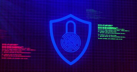 Digital Security Shield with Fingerprint Icon on Dark Background - Download Free Stock Images Pikwizard.com