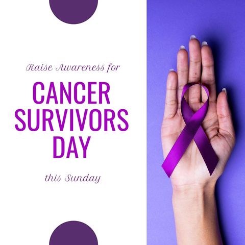 Hand Holding Purple Ribbon for Cancer Survivors Day Awareness - Download Free Stock Templates Pikwizard.com