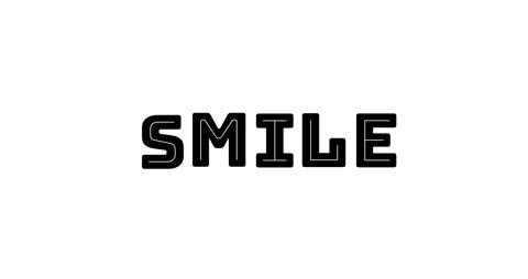 Bold Smile Text on White Background for Happiness Concept