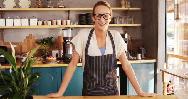 Smiling Female Barista Working in Modern Cafe - Download Free Stock Images Pikwizard.com