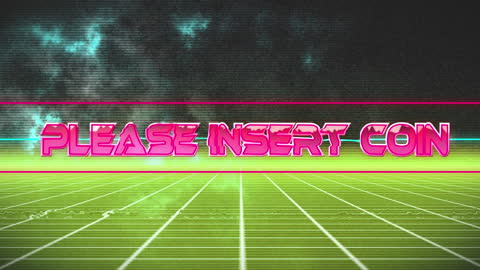 Retro Insert Coin Glowing Sign Graphic