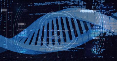 DNA Strand with Data Processing Overlay in Blue - Download Free Stock Images Pikwizard.com