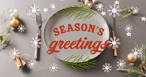 festive christmas table setting with greetings and decorations - Download Free Stock Images Pikwizard.com