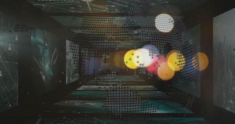 Futuristic Globe Surrounded by Digital Tunnel with Holographic Screens - Download Free Stock Images Pikwizard.com