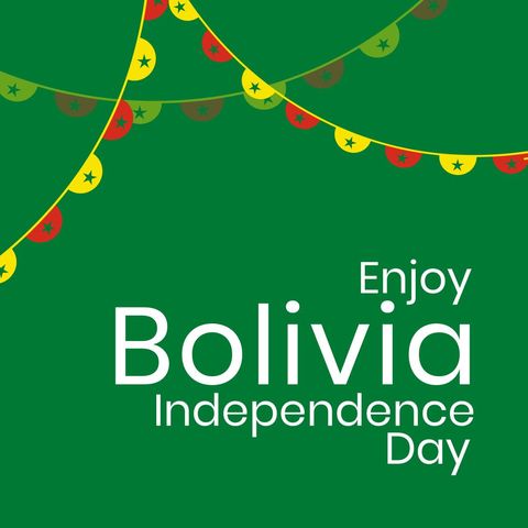 colorful buntings celebrating bolivia independence day on green background - Download Free Stock Templates Pikwizard.com