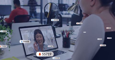 Team Collaboration Through Virtual Meeting with Notifications - Download Free Stock Images Pikwizard.com