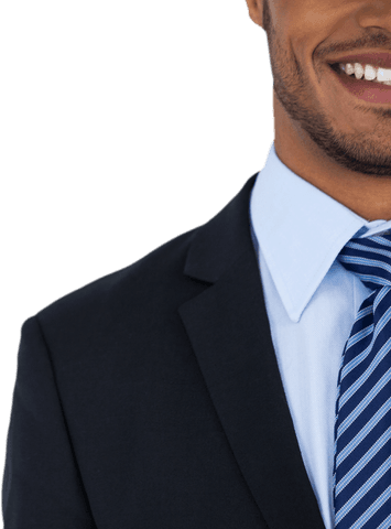 Transparent Half-View of Smiling Businessman in Suit