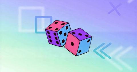 Floating Dice on Gradient Background in Modern Digital Art