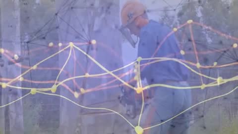 Construction Worker Using Chainsaw for Precise Job in Outdoors