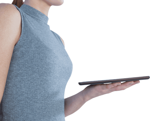 young businesswoman holding tablet computer with transparent background - Download Free Stock Videos Pikwizard.com