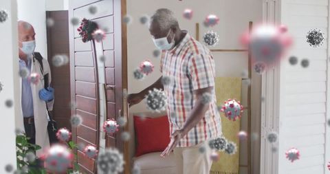 African American Man Greeting Healthcare Worker Amid Covid-19 Concerns