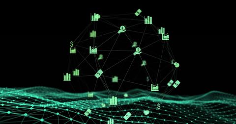 Glowing Digital Finance Network on Luminous Wave Background - Download Free Stock Images Pikwizard.com