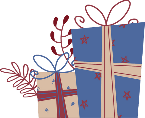 Floating Gift Boxes with Ribbons and Decorative Sprigs on Transparent Background