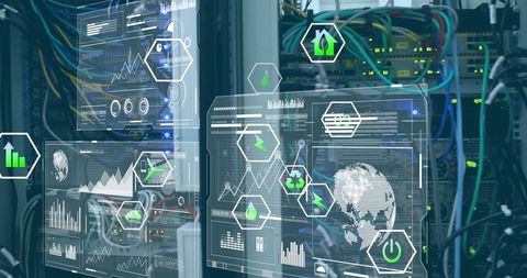 Futuristic Digital Data and Cyber Security Interface in Server Room - Download Free Stock Images Pikwizard.com
