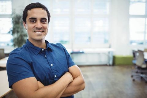 Confident Professional in Modern Office Setting