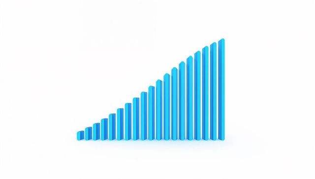Blue 3D Ascending Bar Chart Minimal Growth Graph for Analytics and Business Presentations