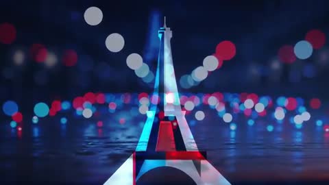 Eiffel Tower Illumination with Colorful Abstract Bokeh