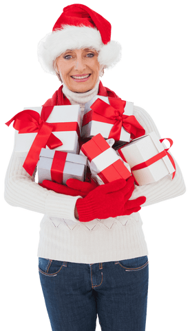 caucasian woman elf hat bearing gifts on transparent background - Download Free Stock Videos Pikwizard.com