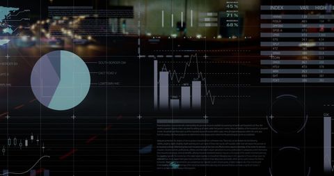 Digital Analytics Interface Overlaying Night City Traffic - Download Free Stock Images Pikwizard.com