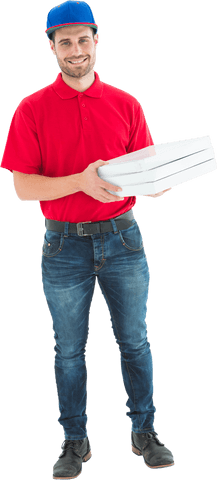 transparent delivery person holding pizza boxes in casual uniform - Download Free Stock Videos Pikwizard.com