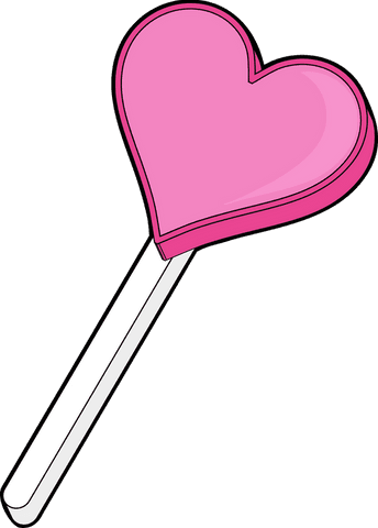 Pink Heart Lollipop Illustration on Transparent Background