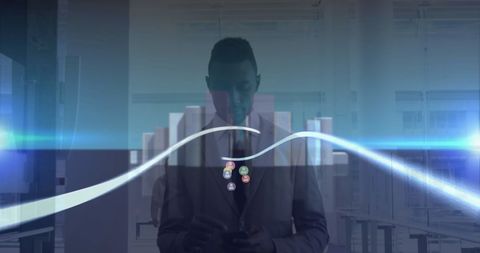 Businessman Engaged with Virtual Social Media Interface