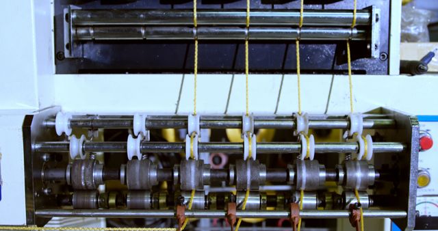 Close-up of rope making machine in rope making industry 4k