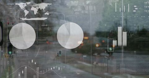 Data Analytics Overlay on Busy City Traffic Scene - Download Free Stock Images Pikwizard.com