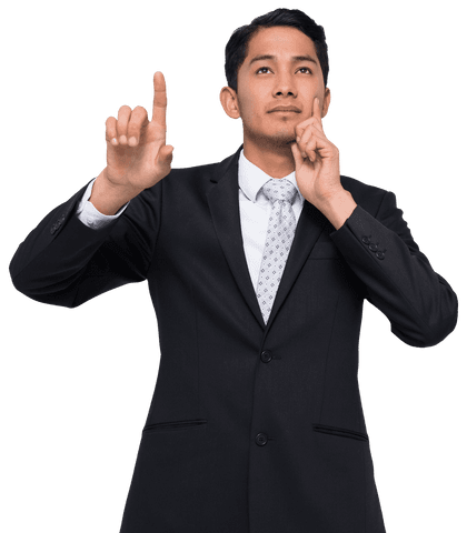 Businessman pointing forward gesture transparent background