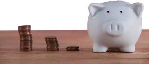 Transparent vignette of savings with coins and piggy bank