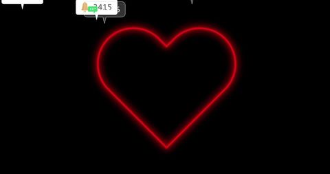 Neon Heart with Social Media Reactions on Black Background - Download Free Stock Images Pikwizard.com