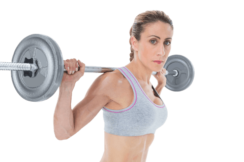 Determined female athlete transparent background powerlifting workout
