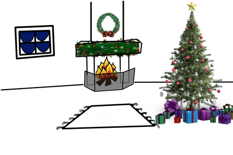 Festive Transparent Christmas Tree with Gifts and Fire
