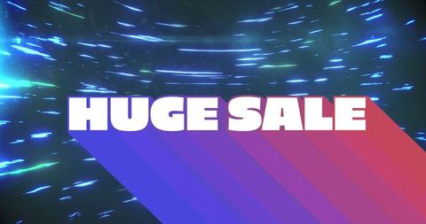 Bold Huge Sale Design with Digital Neon Background