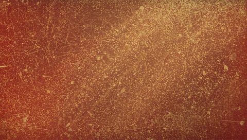 Worn red-gold metallic texture with fine scratches, paint splatters and grunge patina