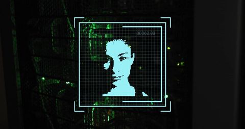 Biometric Scanning with Digital Data Overlay on Server - Download Free Stock Images Pikwizard.com
