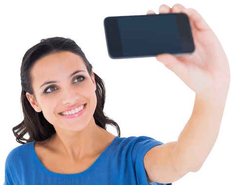 happy brunette woman taking transparent selfie with smartphone - Download Free Stock Videos Pikwizard.com