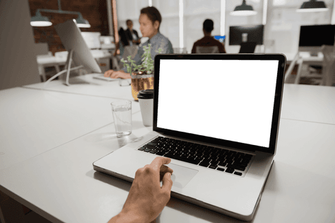 Transparent Mockup on Laptop in Modern Office Setting - Download Free Stock Videos Pikwizard.com